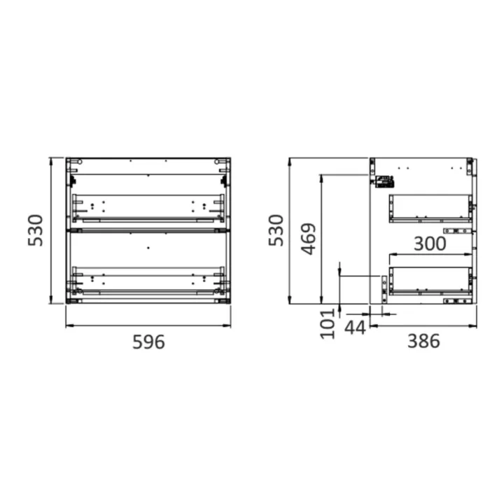 Frame komoda 80 cm 2-szufladowa biały połysk bez blatu podwieszana