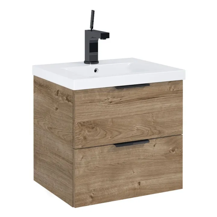 Frame komplet umywalka + szafka 50 cm 2-szufladowa dąb canela podwieszany