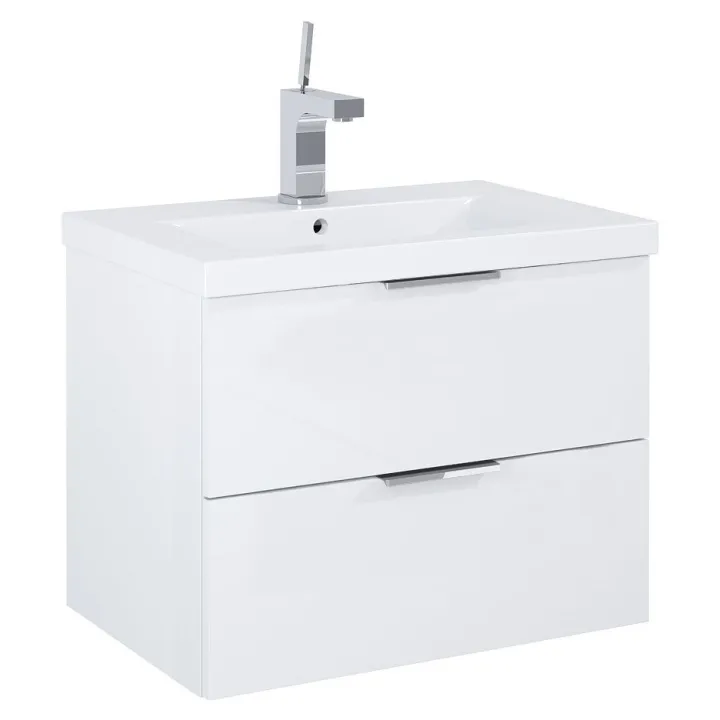 Frame komplet umywalka + szafka 60 cm 2-szufladowa biały połysk podwieszany