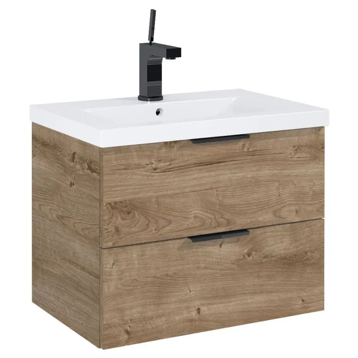 Frame komplet umywalka + szafka 60 cm 2-szufladowa dąb canela podwieszany