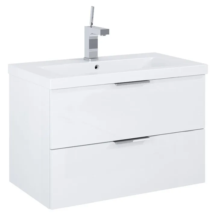 Frame komplet umywalka + szafka 70 cm 2-szufladowa biały połysk podwieszany