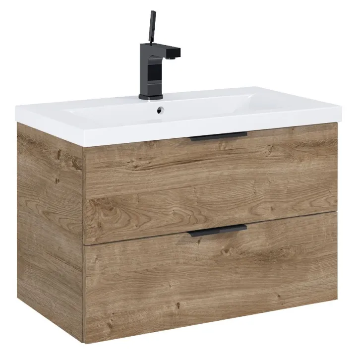 Frame komplet umywalka + szafka 70 cm 2-szufladowa dąb canela podwieszany