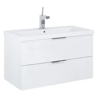 Frame komplet umywalka + szafka 80 cm 2-szufladowa biały połysk podwieszany