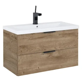 Frame komplet umywalka + szafka 80 cm 2-szufladowa dąb canela podwieszany