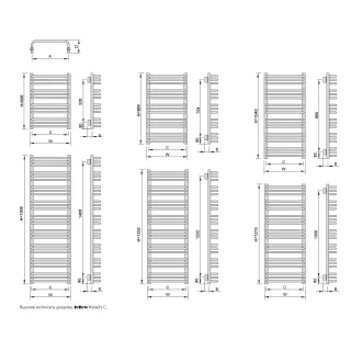 Katachi-C grzejnik łazienkowy 1392x450 mm czarny  666W