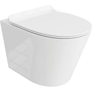 Oviedo Rimless miska WC wisząca biała z deską wolnoopadającą slim, duroplast