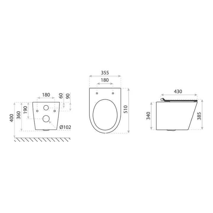 Oviedo Rimless miska WC wisząca biała z deską wolnoopadającą slim, duroplast