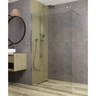 Fuji ścianka walk-in 120x200 cm, chrom optic, szkło transparent 8 mm, powłoka Glass Protect