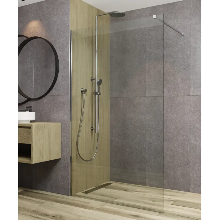 Fuji ścianka walk-in 120x200 cm, chrom optic, szkło transparent 8 mm, powłoka Glass Protect