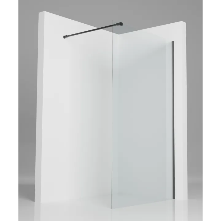 Fuji ścianka walk-in 80x200 cm, czarna, szkło transparent 8 mm, powłoka Glass Protect