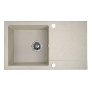 Maranello zlewozmywak granitowy beż 44x76 cm, 1-komora+ociekacz, syfon