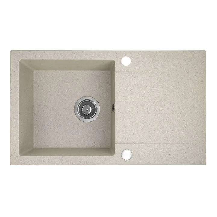 Maranello zlewozmywak granitowy beż 44x76 cm, 1-komora+ociekacz, syfon