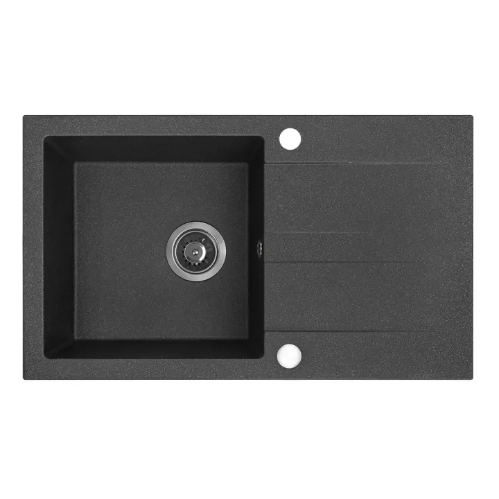 Maranello zlewozmywak granitowy czarny 44x76 cm, 1-komora+ociekacz, syfon