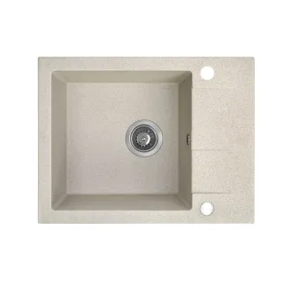 Maranello zlewozmywak granitowy beż 44x57 cm, 1-komora+1/2 ociekacza, syfon