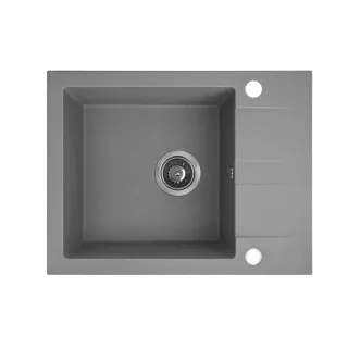 Maranello zlewozmywak granitowy szary 44x57 cm, 1-komora+1/2 ociekacza, syfon