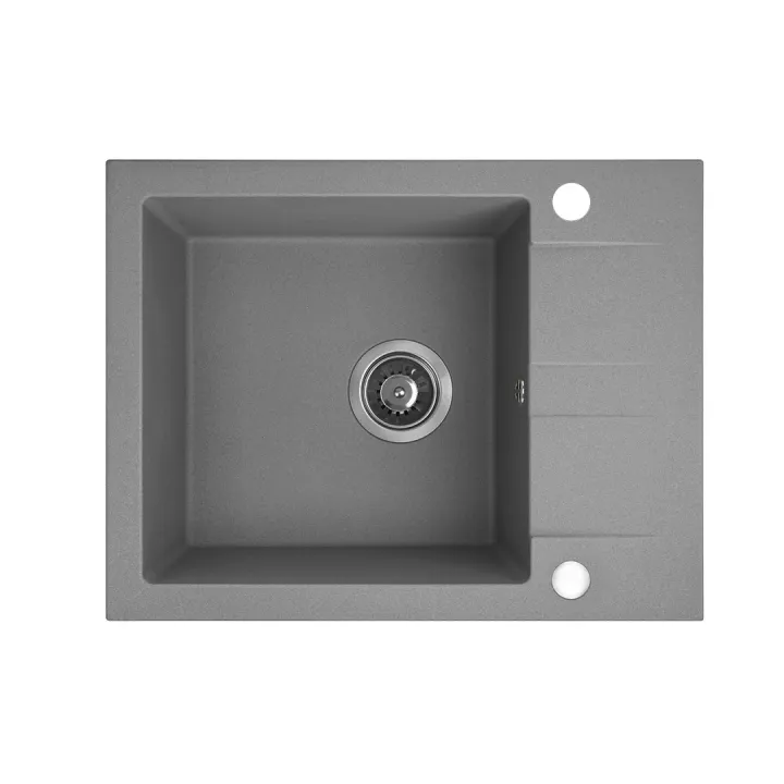 Maranello zlewozmywak granitowy szary 44x57 cm, 1-komora+1/2 ociekacza, syfon