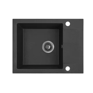 Maranello zlewozmywak granitowy czarny 44x57 cm, 1-komora+1/2 ociekacza, syfon