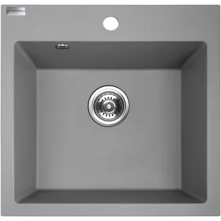 Maranello zlewozmywak granitowy szary 49x49 cm, 1-komora, syfon