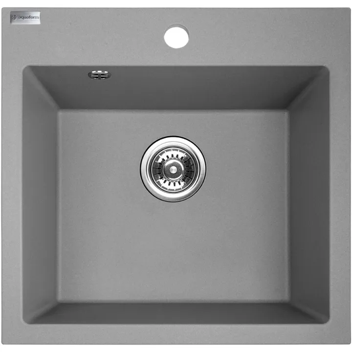 Maranello zlewozmywak granitowy szary 49x49 cm, 1-komora, syfon