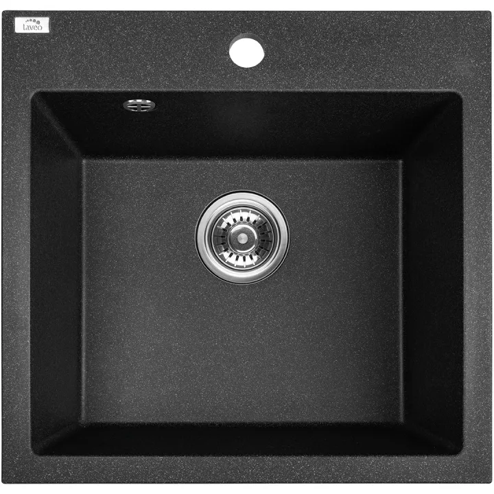 Maranello zlewozmywak granitowy czarny  49x49 cm, 1-komora, syfon