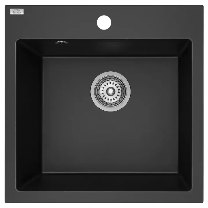 Maranello zlewozmywak granitowy czarny mono 49x49 cm, 1-komora, syfon