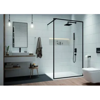Teine II ścianka walk-in 80x200 cm, szkło transparent z czarną ramką