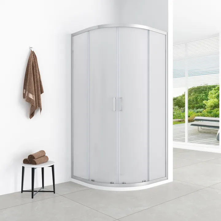 Azul kabina półokrągła 90x90x185 cm chrom, szkło mrożone fabric 5 mm, powłoka Easy Clean