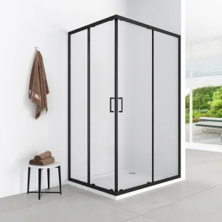 Azul kabina prostokątna 100x80x185 cm black matt, szkło transparent 5 mm, powłoka Easy Clean