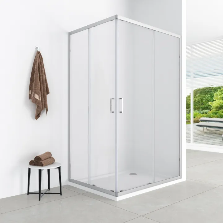 Azul kabina prostokątna 120x90x185 cm chrom, szkło transparent 5 mm, powłoka Easy Clean