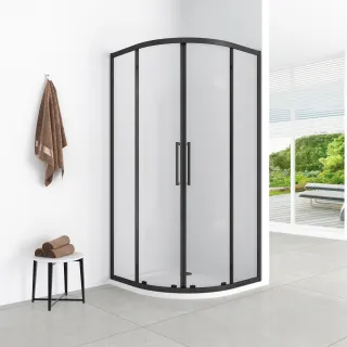 Lazuro kabina półokrągła 80x80x200 cm black matt, szkło transparent 6 mm, powłoka Easy Clean