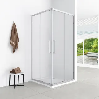Lazuro kabina kwadratowa 90x90x200 cm chrom, szkło transparent 6 mm, powłoka Easy Clean