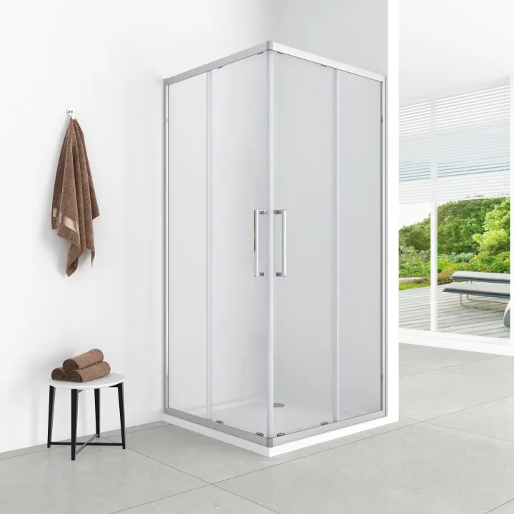 Lazuro kabina kwadratowa 90x90x200 cm chrom, szkło transparent 6 mm, powłoka Easy Clean