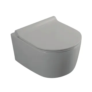 Alicante Gris Rimless miska WC wisząca z deską wolnoopadającą slim, duroplast, szara