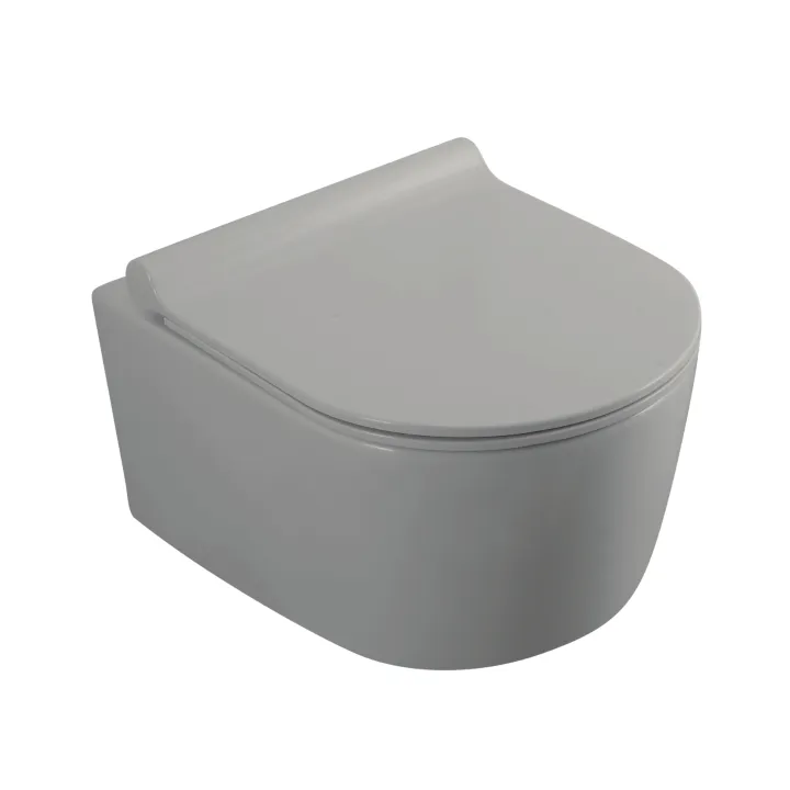 Alicante Gris Rimless miska WC wisząca z deską wolnoopadającą slim, duroplast, szara