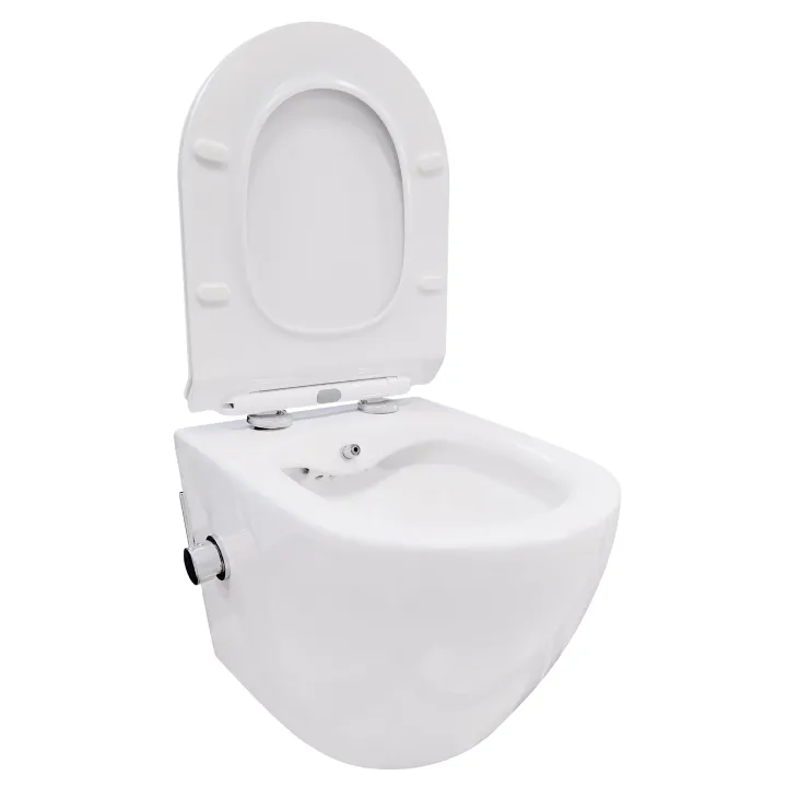 Marbella miska WC wisząca Storm z funkcją bidetu, z deską wolnoopadającą slim, duroplast, bateria z mieszaczem