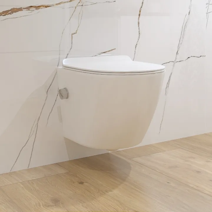 Marbella miska WC wisząca Storm z funkcją bidetu, z deską wolnoopadającą slim, duroplast, bateria z mieszaczem