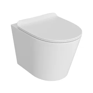 Oviedo Rimless miska WC wisząca biała z deską wolnoopadającą slim, duroplast