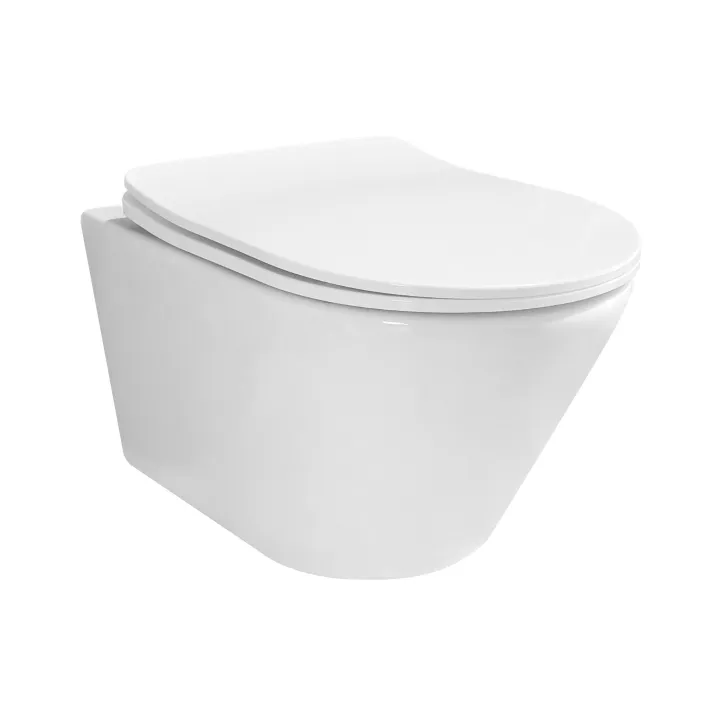 Oviedo Rimless miska WC wisząca biała z deską wolnoopadającą slim, duroplast