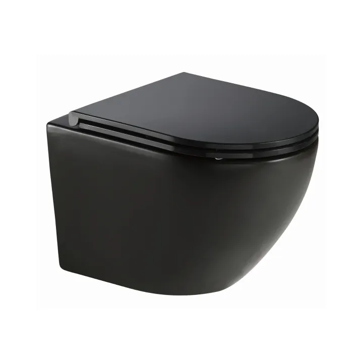 Soller Nero Rimless miska WC wisząca nero czarna z deską slim wolnoopadającą, duroplast