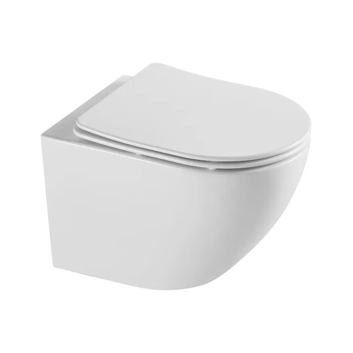 Soller Rimless miska WC wisząca biała z deską slim wolnoopadającą, duroplast
