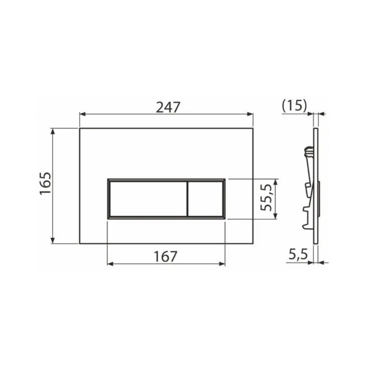 Optima Rectangle przycisk WC prostokąt czarny mat