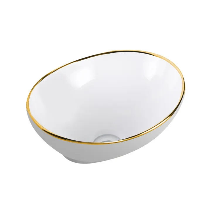 Cordoba Golden Line umywalka nablatowa 41x33 cm, złoty rant