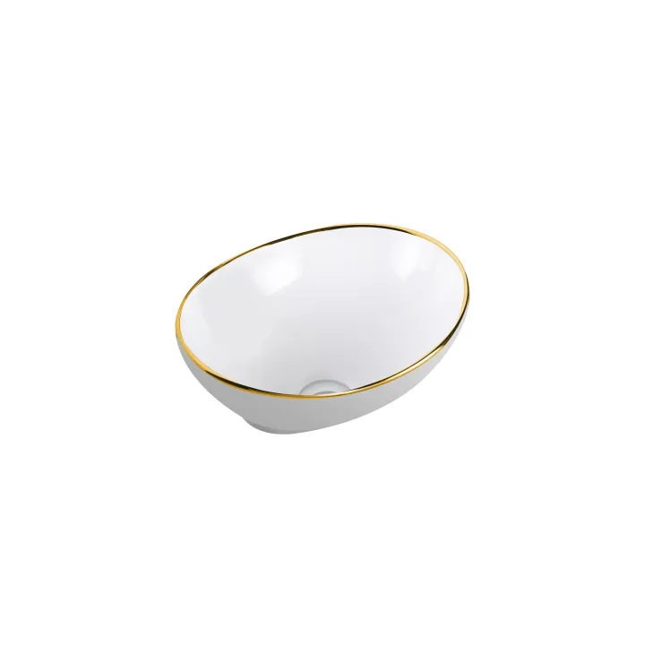 Cordoba Golden Line umywalka nablatowa 41x33 cm, złoty rant