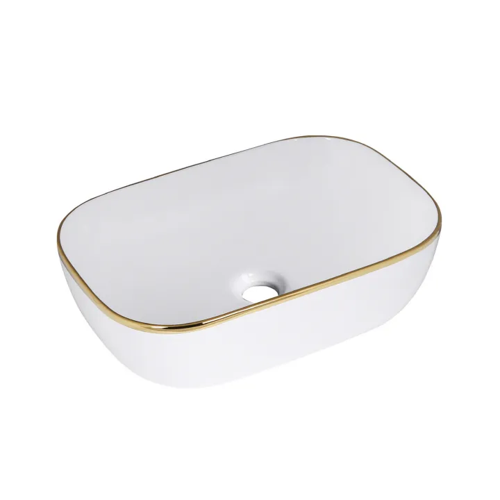 Malaga Golden Line umywalka nablatowa 46x33 cm złoty rant