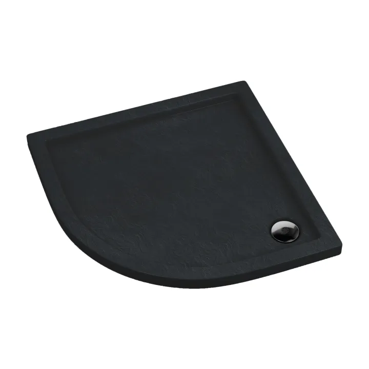 Slim brodzik półokrągły 90x90x5 cm, czarny łupek