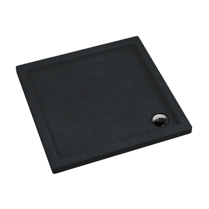 Slim brodzik kwadratowy 90x90x5 cm, czarny łupek