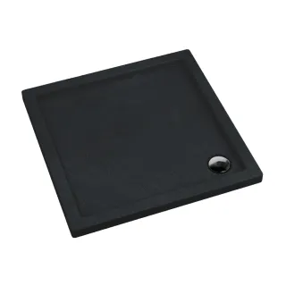Slim brodzik kwadratowy 80x80x5 cm, czarny łupek