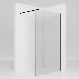 Fuji ścianka walk-in 120x200 cm, czarna, szkło transparent 8 mm, powłoka Glass Protect