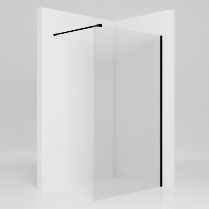 Fuji ścianka walk-in 80x200 cm, czarna, szkło transparent 8 mm, powłoka Glass Protect