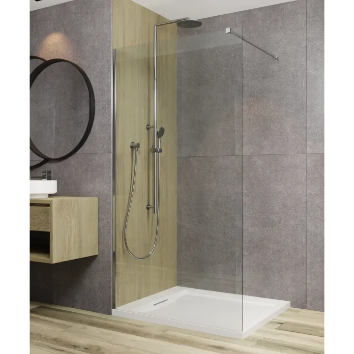 Fuji ścianka walk-in 110x200 cm, chrom optic, szkło transparent 8 mm, powłoka Glass Protect